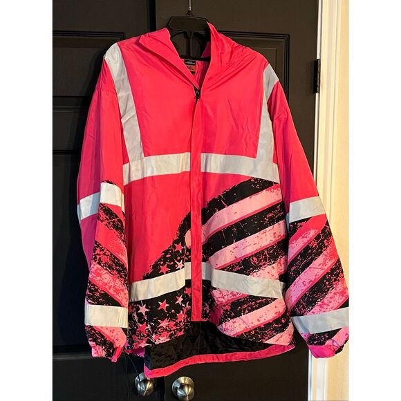 HiVis Custom Color US Flag High Visibility Hoodie for Men Women Reflective - Picture 2 of 8